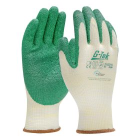   G-TEK újrahasznosított poliészter, latex tenyérmártott munkavédelmi kesztyű - bliszteres
