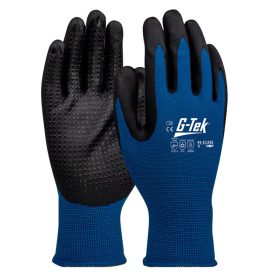   G-TEK akril, nitrilhab, pontozott, tenyérmártott munkavédelmi kesztyű