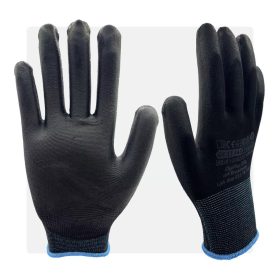 PU mártott fekete munkavédelmi kesztyű