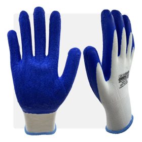 Latex mártott KÉK poliészter szerelőkesztyű